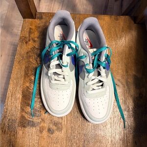 Nike Kids Sneakers - White and Teal with Blue Accents